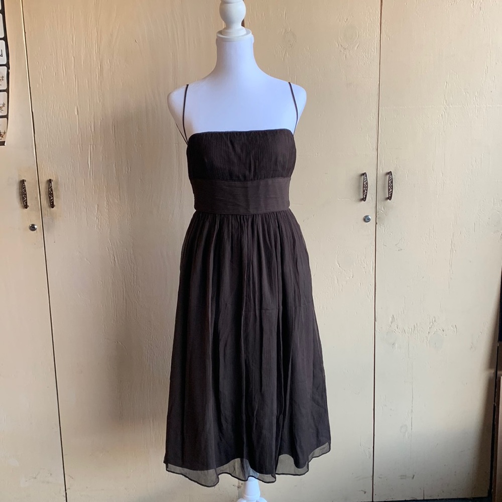 J Crew size 2 chocolate brown silk chiffon strapless dress